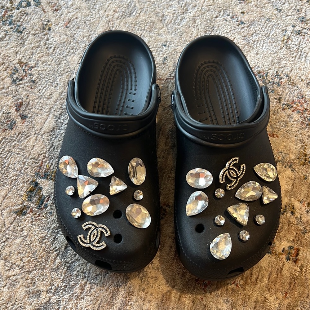 Crocs with charms (charms are from Etsy; NOT designer)